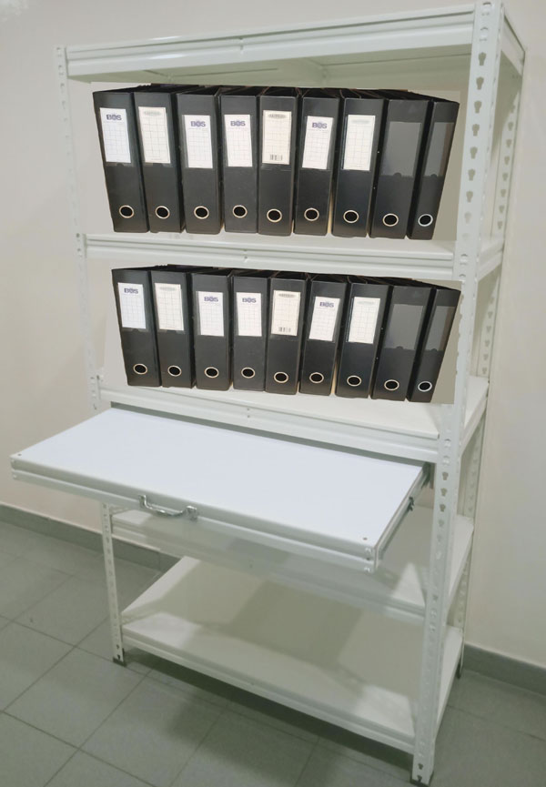 filing shelf with table