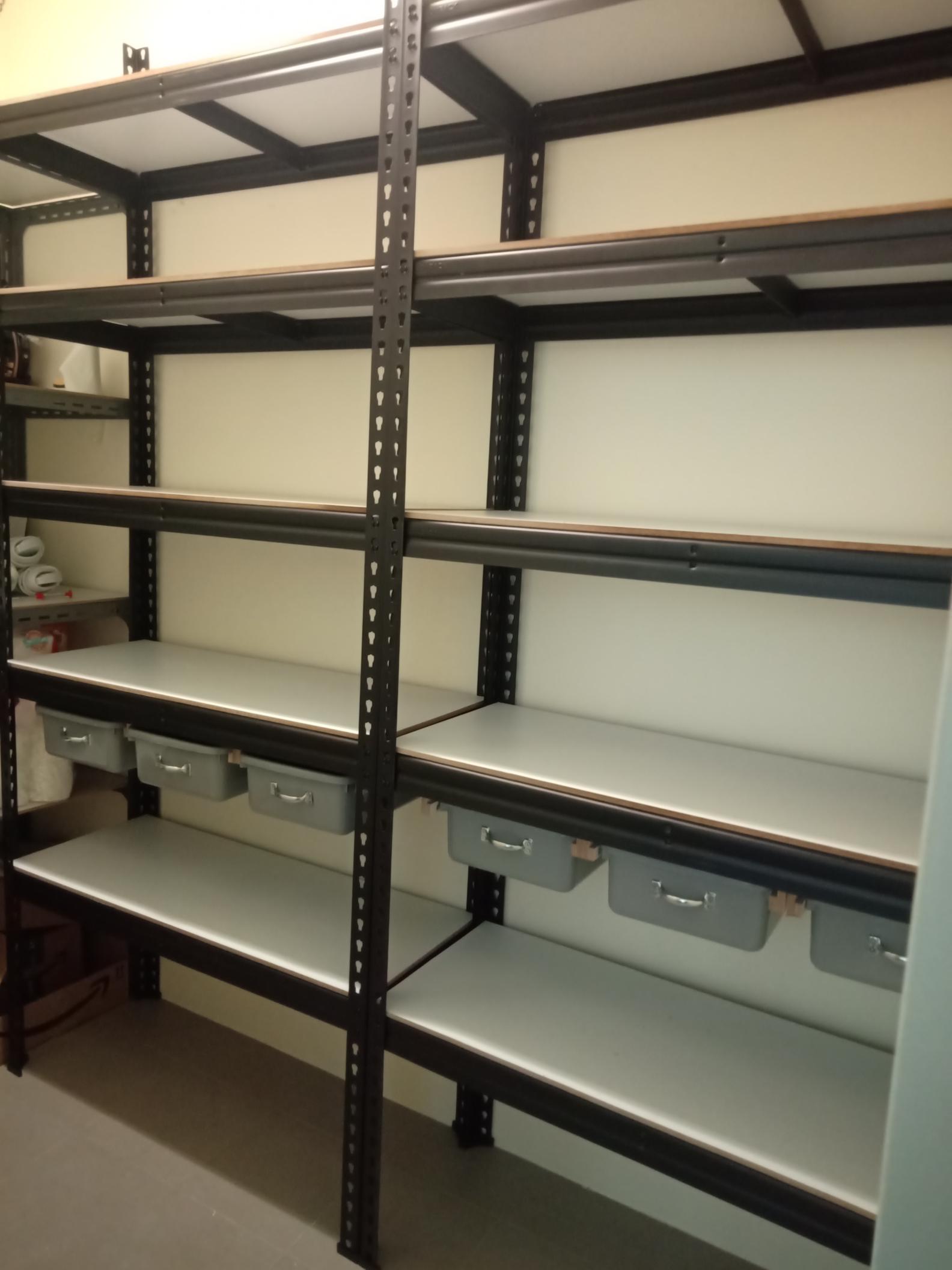 Shelves with drawers on bottom